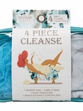 NWT Revive Beauty 4-Piece Cleanse Collection | Travel Set with Scalp Massager